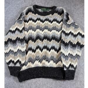 Vintage 90s Croft & Barrow Sweater Mens Large Gray Wool Blend Jumper Chevron